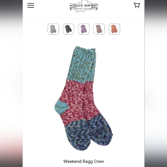 Worlds Softest-(1-Pair) Weekend Ragg Crew Socks (Cranberry CB Multi) - Picture 1 of 4